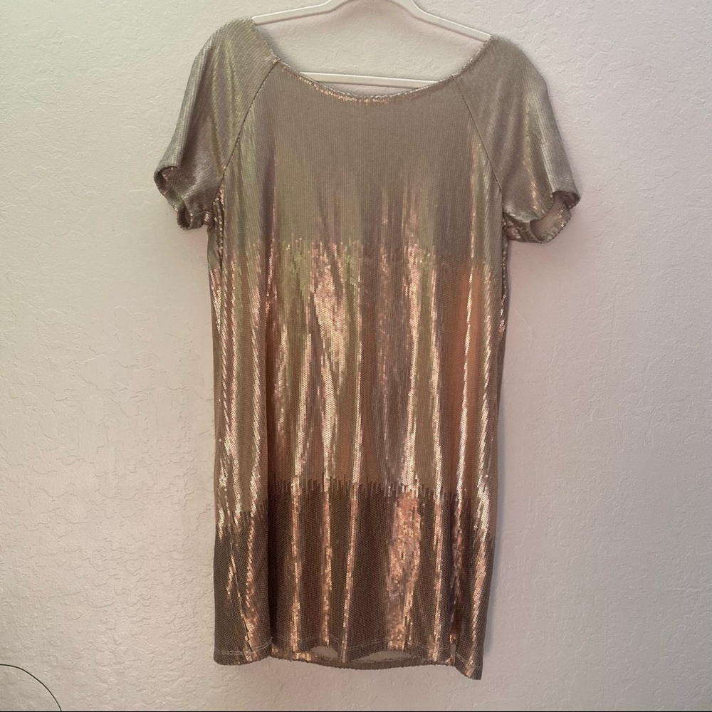 FREE PEOPLE Gold sequin low back mini dress